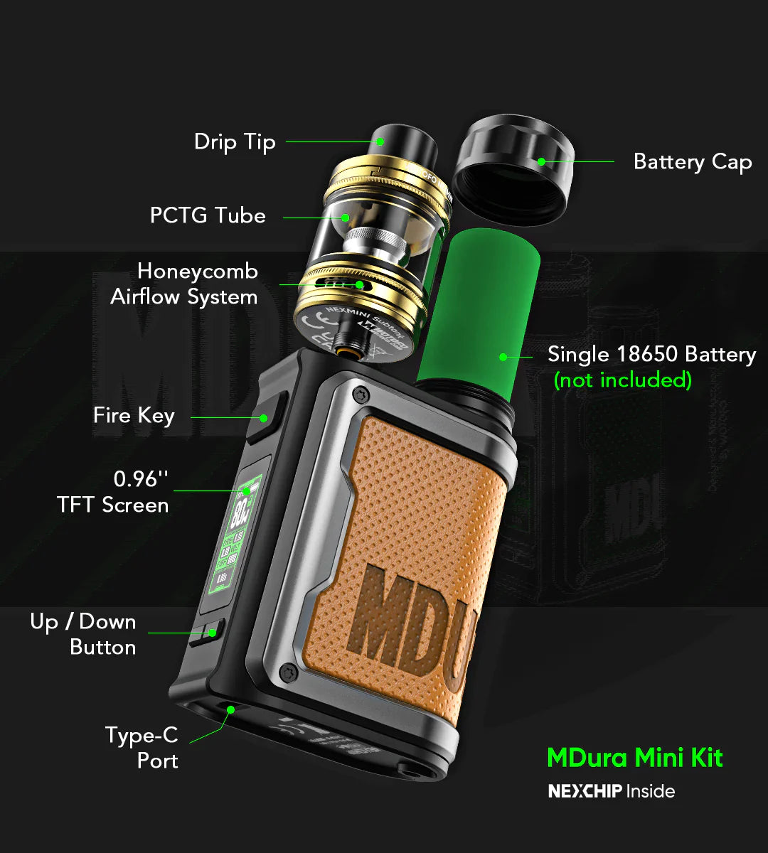 MDura Pro Kit - Tough and Smart Box Mod Kit by Wotofo MOD VAPE KIT